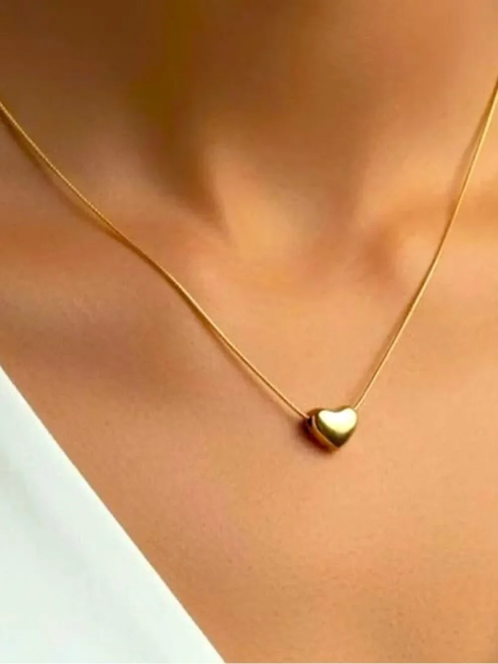 Gold ToneHeart Pendant Necklace 18K Gold PVD Finish  Hypoallergenic Love NEW